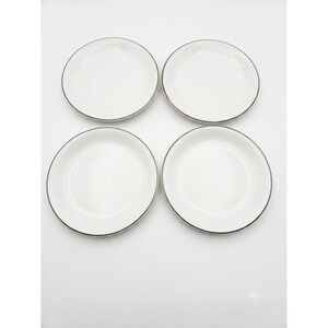 Set of 4 Vintage Laker Ivory China Plates Gold Rim TQ Tradex Japan Replacement